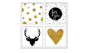 4er-Set eckige Magnete  Black & Gold Dekoration > Bilder & Schilder – Höffner