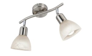 Deckenstrahler, 2-flammig, Nickel-matt/Glas alabaster