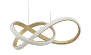 Wofi LED-Pendelleuchte, goldmatt, geschwungen