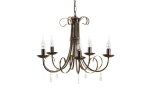 Kronleuchter, 5-flammig, schwarz/goldfarben