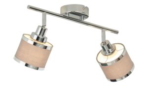 Wofi Strahler, 2-flammig, chrom/ Stoffschirm grau