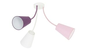 Deckenleuchte, 3-flammig, Schirme violett/lila