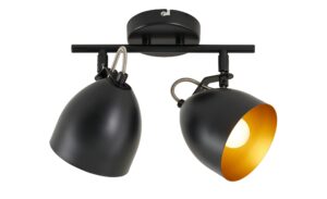 KHG Deckenstrahler, 2-flammig, schwarz innen goldfarben