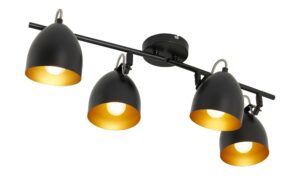 KHG Deckenstrahler, 4-flammig, schwarz innen goldfarben