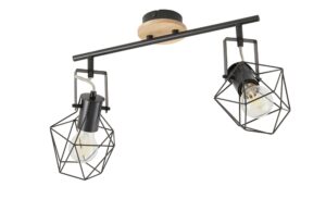 Paul Neuhaus Deckenstrahler, 2-flammig, Rubber Wood/Drahtgestell