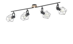 Paul Neuhaus Deckenstrahler, 4-flammig, Rubber Wood / Drahtgestell