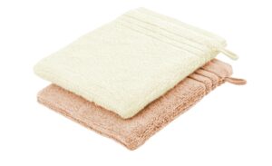 Waschhandschuh (16 x 21cm), 2er-Set Hellorange-Creme Duschtücher – Höffner