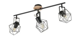 Paul Neuhaus Deckenstrahler, 3-flammig, Rubber Wood/Drahtgestell