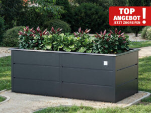 **Hochbeet Lilly 175x75x78 cm** – unkomplizierte Montage, keine Innenfolie notwendig, pflegeleicht und mit zeitgemäßem Design. Hergestellt in Österreich, perfekt für den modernen Garten. Schnell aufgebaut, wartungsarm und dauerhaft ansprechend